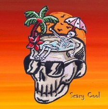 New Skull Paradise Skeleton Iron On Horror Embroidered Gothic Biker Patch