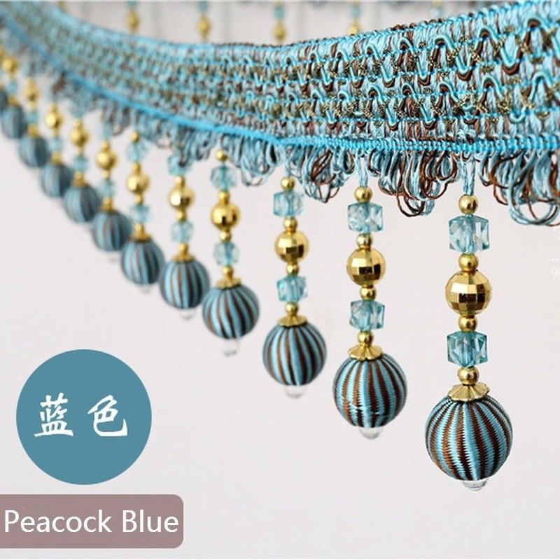 1m Curtain Trim Ribbon Pom Pom Bead Tassels Fringe Sewing Upholstery Decor Multi - Foto 9