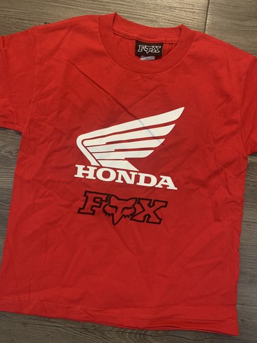 NEW Vintage Y2K Fox Honda Racing Short Sleeve T-Shirt Sz S Youth Kids Motocross - Picture 2 of 7