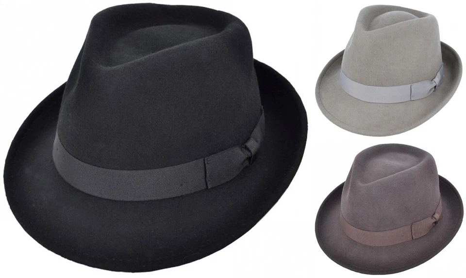 Hommes ou Femmes 100% Laine Chapeau Mou Avec Gros-Grain Bande Fedora Panama Type - Photo 1/1