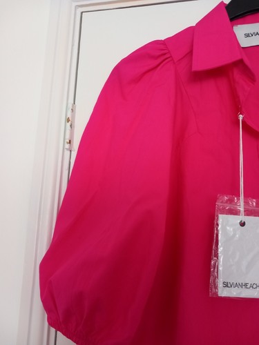 Bnwt Silvianheach Fushia Ladies Blouse Size 44 Chest 100% Cotton Puff Sleeves - Picture 13 of 13
