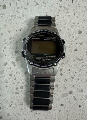 Vintage Timex Atlantis 100 Digital Watch Stainless Steel
