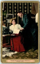 Postcard - Man and Woman Old Picture - Love/Romance Greeting Card