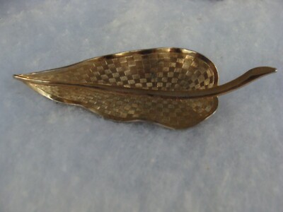Large Goldtone Textured Leaf Hair Claw Barrette Clip 4  Wedding Bridal
