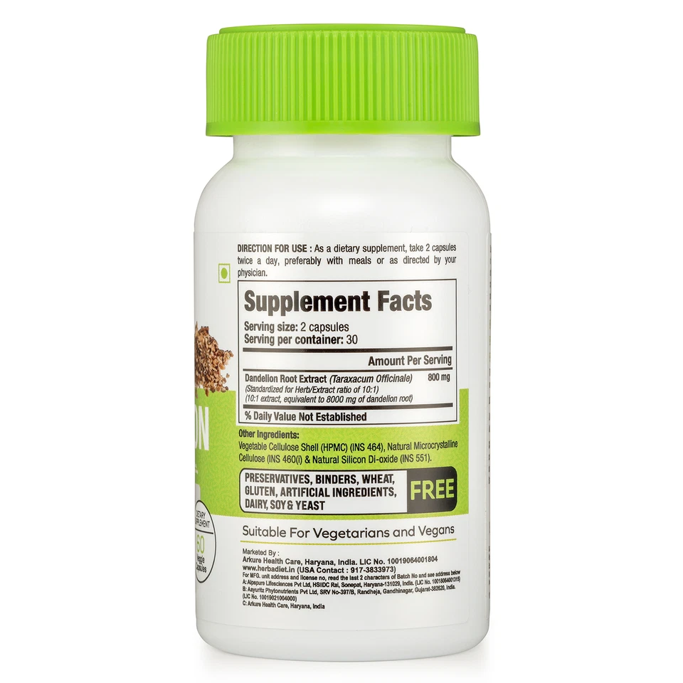 Dandelion Root Extract 10:1 Capsules STRONG Liver Kidney Colon Cleanse Support - image 2 of 4