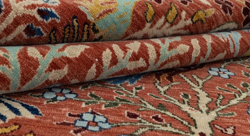 8X10 Red Hand-Knotted Bird Pattern Oushak Wool Rug I FREE SHIPPING I 241 - Picture 7 of 20