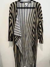 Lularoe Shirley Large NWT Kimono Open Cardigan Jewel Gold Black Accordian Stripe