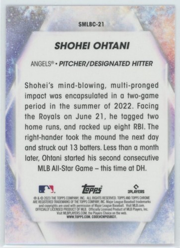 2023 Topps Stars of the MLB Chrome #SMLBC21 Shohei Ohtani Los Angeles Angels - Picture 2 of 2