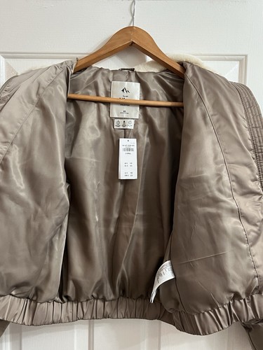 Abercrombie & Fitch Jacket Womens XS Brown Faux Fur Collar Mini Ultra Puffer - Picture 10 of 15