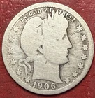 1906-O Barber Quarter. Free Shipping