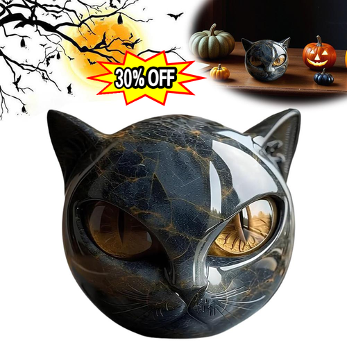 Escultura de piedra de gato negro de lujo - Elegante decoración del hogar y pieza de arte lista para regalo Lo último.