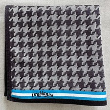 Vintage Men Handkerchief Fabric Woven Gray Black Houndstooth Pocket Square 18" G