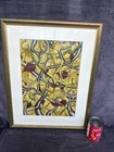 Large Framed Signed Mixed Media Abstract Painting