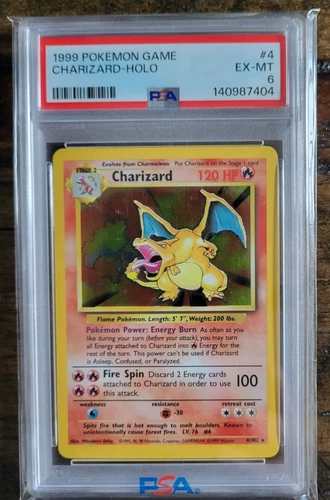 1999 Pokemon Base Set Charizard 4/102 HOLO PSA 6 Fresh Grade
