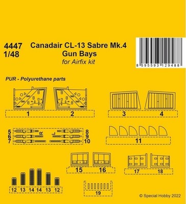 Canadair CL-13 Sabre Mk.4 Gun Bays for Airfix kit / 1:48 - CMK 4447