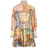 Zimmermann Paisley Print Dress Womens 12 Blue Green Yellow Cotton Polyester (Pol