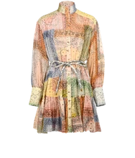 Zimmermann Paisley Print Dress Womens 12 Blue Green Yellow Cotton Polyester (Pol