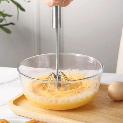 Egg Whisk Hand Push Egg Beater Stainless Steel Blender Mixer Tool