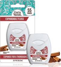 GuruNanda Expandable Waxed Dental Floss for 165 Foot Pack of 6 , White