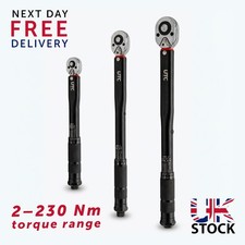3pc Torque Wrench Set 1/4” 3/8” 1/2” Drive 2–230Nm Calibrated Garage Tool NEW UK
