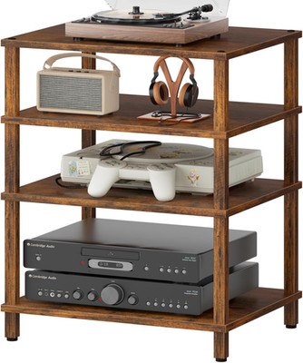 4-Tier AV Media Player Stand, Brown Stereo Cabinet, Modern Stereo Cabinet, Woode