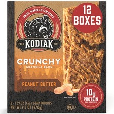 Protein Crunchy Granola Bar, Peanut Butter, Pack of 12 Boxes 