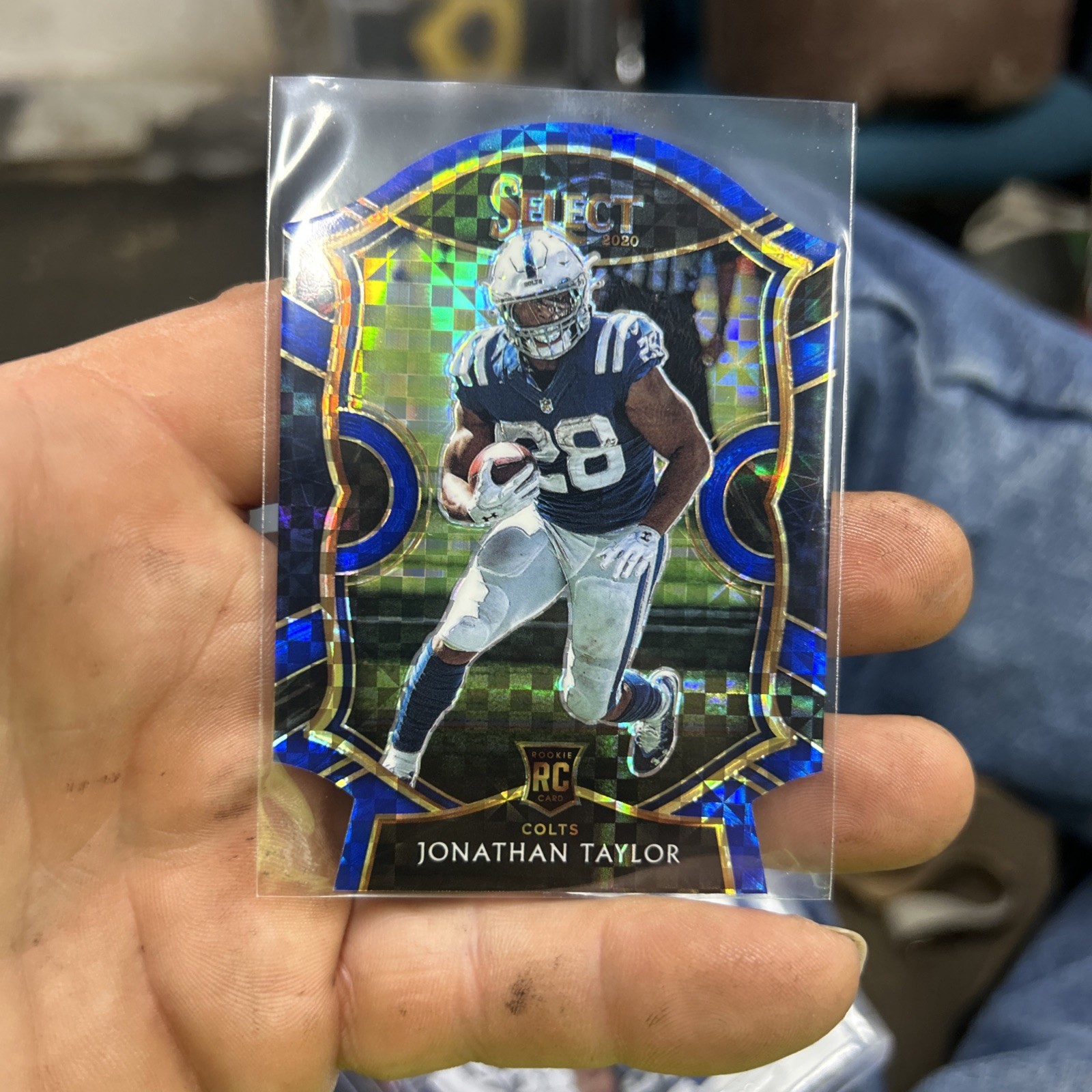 2020 Panini Select Concourse Jonathan Taylor #53 Blue Prizm Die-Cut Checkerboard