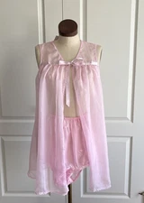 Pink Chiffon Baby Doll Ladies Sleep Set  Size M by Secrets In Lace