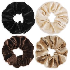 Large Scrunchies 1 Count Pack of 4 , Black; Beige; Dark Brown; Light Brown
