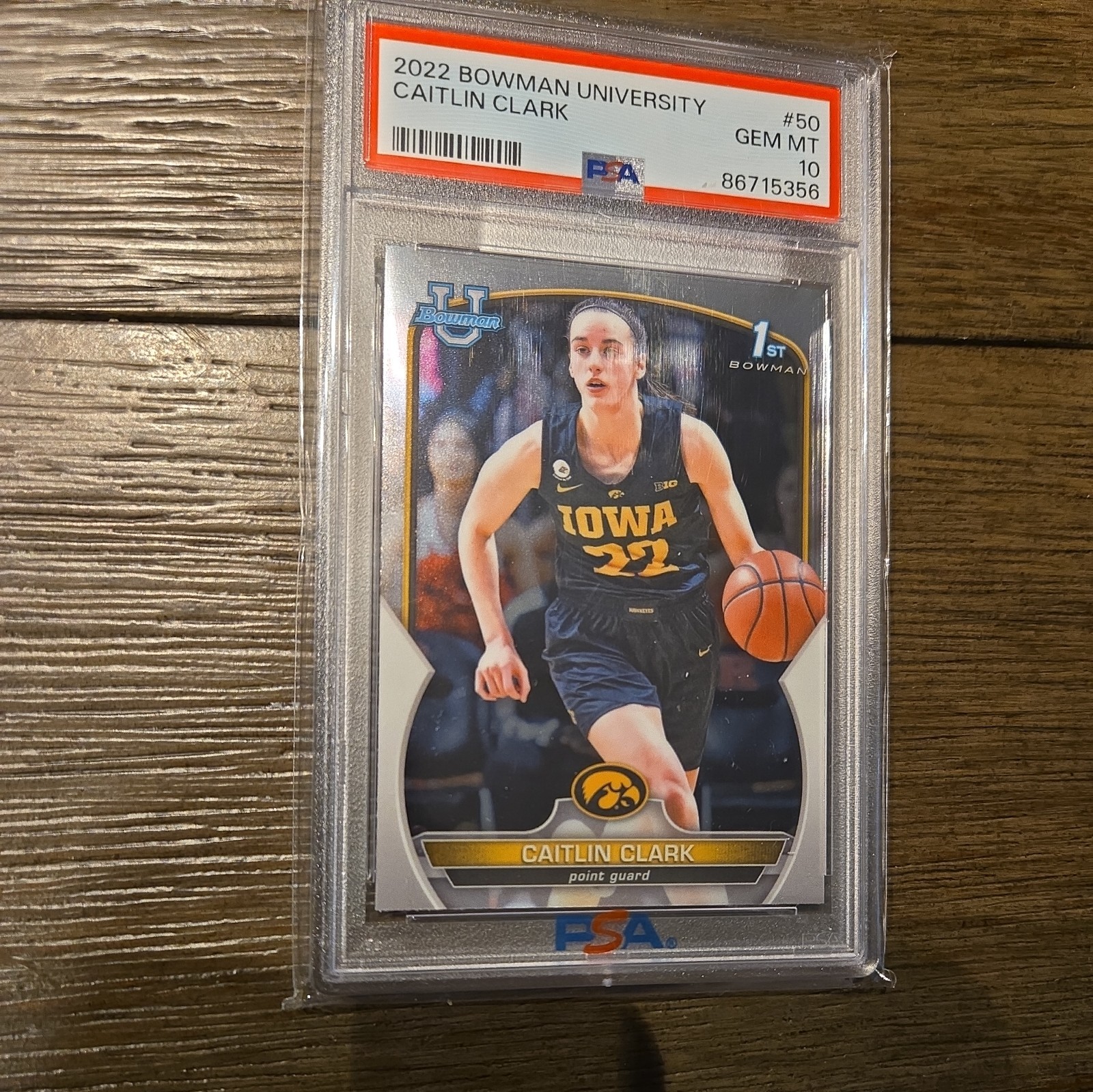 2022 Bowman University Caitlin Clark #50 1st Bowman PSA 10