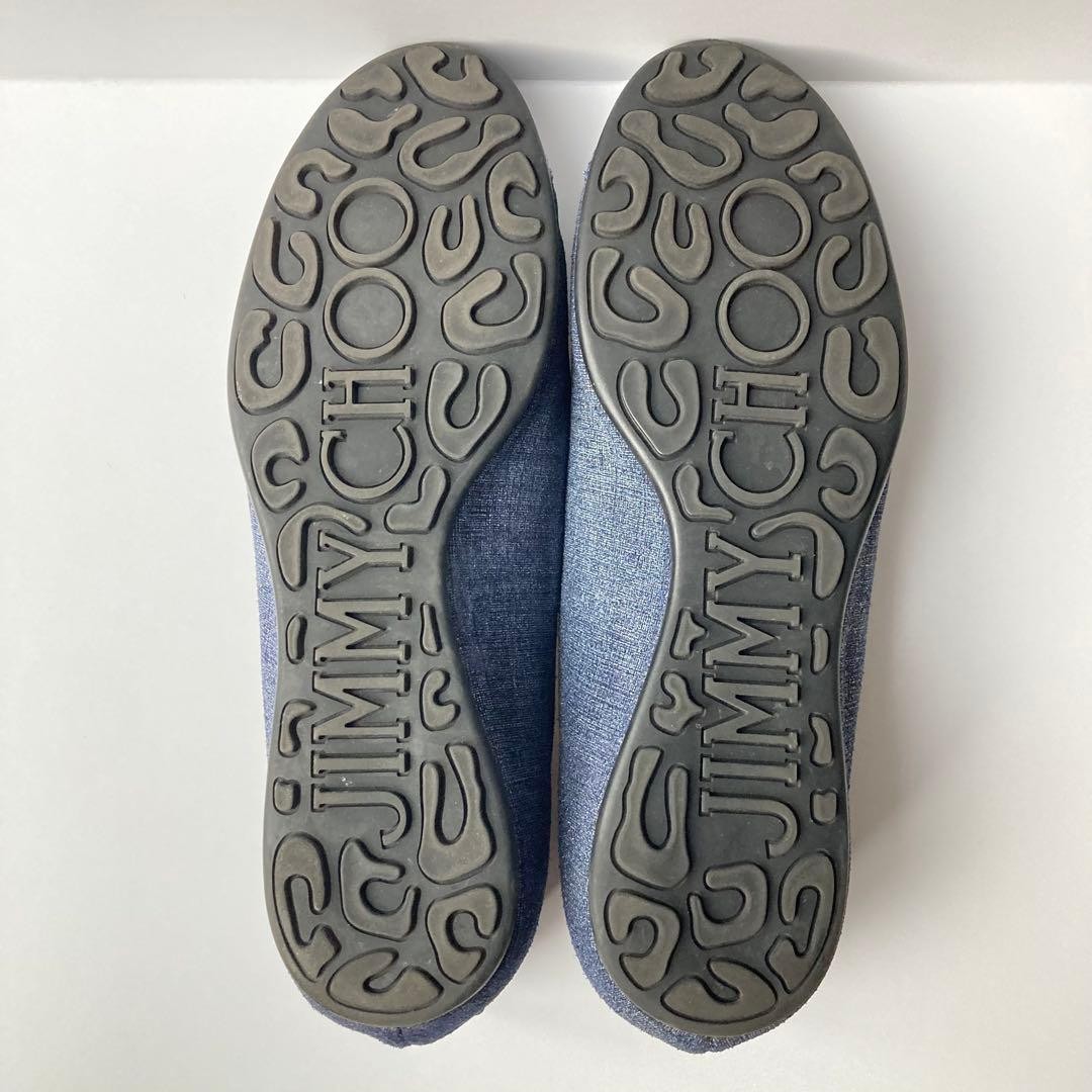 Rare Jimmy Choo Python Embossed Denim Flat Pumps … - image 16
