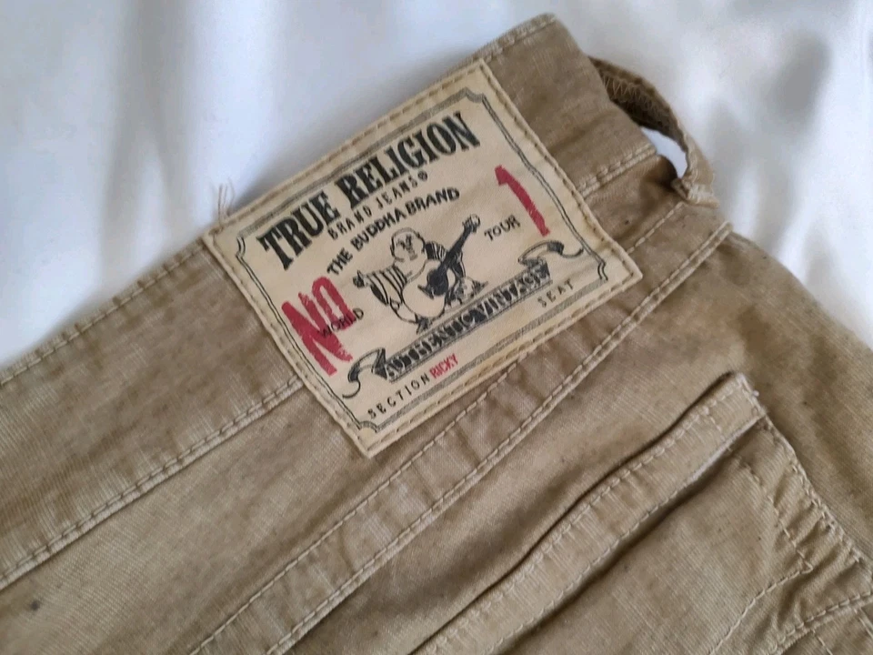 Pantalones Ricky True Religion Jeans Micro Pana Tostado Solapa Bolsillo Para Hombre 38 (42x30) Foto 4 de 4