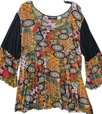 Pyramid Collection 3X Boho Hippie Tunic Top Multicolor NEW