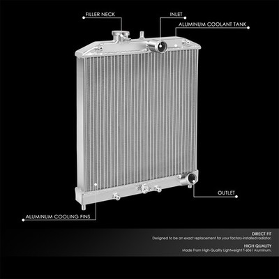 ラディアント For 92-00 Honda Civic 93-97 Del Sol MT Aluminum 2 Row Radiator DB