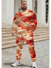 Men's Outfit 2 Piece Set Shirt  Pants Suit PLUS SIZE BIG 6XL