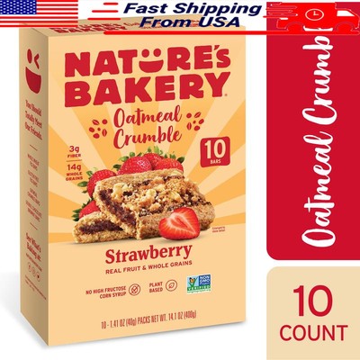 Oatmeal Crumble Strawberry Snack Bars Whole Grain Fiber Protein 10 Count New