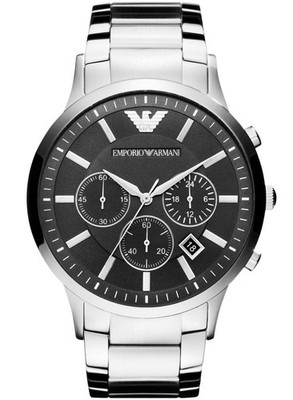 Emporio Armani Renato AR2460 Herren-Chronograph Edelstahl schwarz/silber