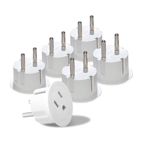 OREI Pack 6 European Travel Plug Adapter - USA, Canada, Mexico to European Ty...