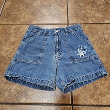 Vintage POOH Kids Shorts Denim Embroidered Disney Size 14 Multi Pocket