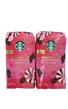 STARBUCKS PEPPERMINT MOCHA GROUND COFFEE 11 OZ EA. LIMITED EDITION- LOT OF 2