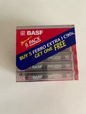 BASF Ferro Extra I 90 Cassette Tapes 6 Pack New Sealed
