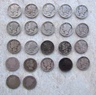 Lot of 22 ($2.20 FV) Mercury & Barber Silver Dimes 90% Junk Silver