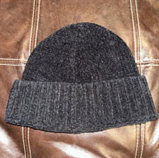 Vintage Beanie Style Knitted Wool Chunky Black Unisex Ski Winter Cap 1 Size