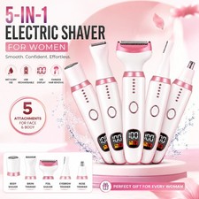 5-in-1 Electric Shaver for Women, Wet  Dry, USB Rechargeable Razor LED Screen 