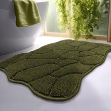 32x20 Inch Non Slip Bath Mat Soft Absorbent Microfiber Shower Rug Olive Green