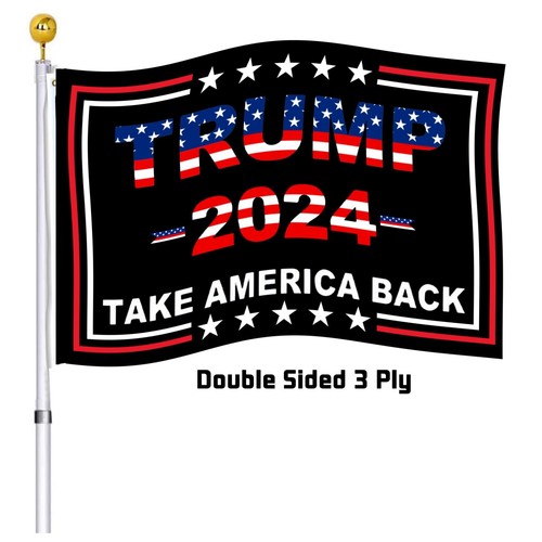 Trump 2024 Double Sided 3 Ply Flag - Fade Resistant, Durable Polyester - Indo...