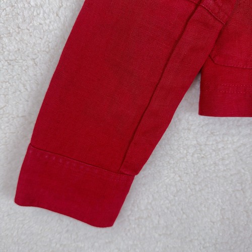City Unlimited Jacket Womens 4 Red Linen Button Front Mandarin Collar Pockets - Picture 6 of 12