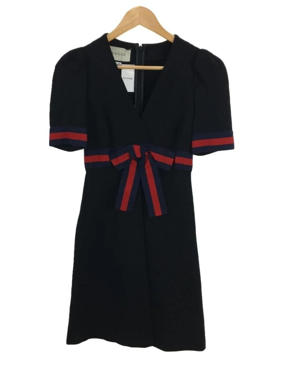 Abito GUCCI altro jersey scollo a V manica corta XXS rayon nero tinta unita 501488