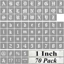 1 Inch Alphabet Letter Stencils for Painting - 70 Pack Old 1 Inch, White