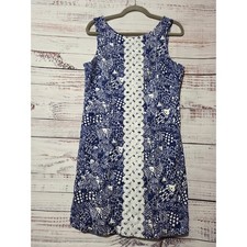 Lilly Pulitzer for Target Nosie Posey Blue White Fish Lace Shift Dress Size 12